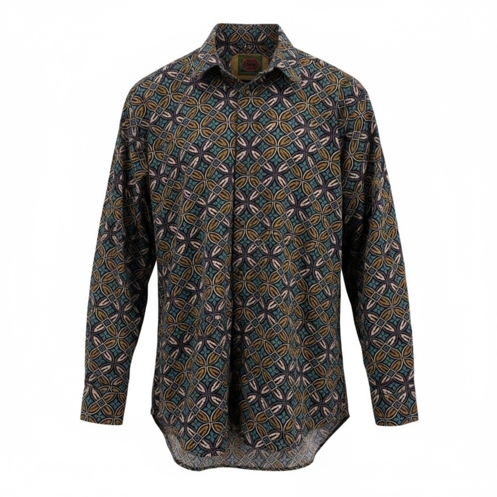 Boston Traders Mens Retro Geometric Cotton Button Down‎ Shirt M Normcore Vintage